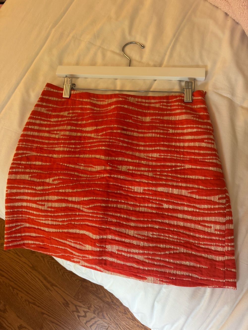 Milly of New York Red and White Striped Knit Mini Skirt